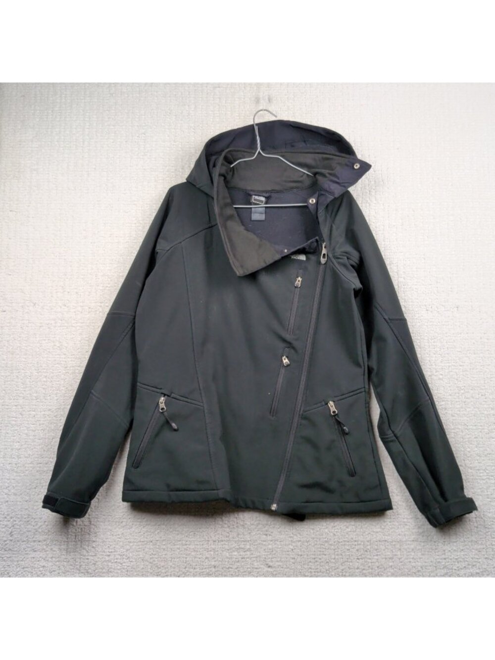 Y2K North Face Apex Soft Shell Coat Hooded Jacket Asymmetrical Zip Gorpcore Sz L